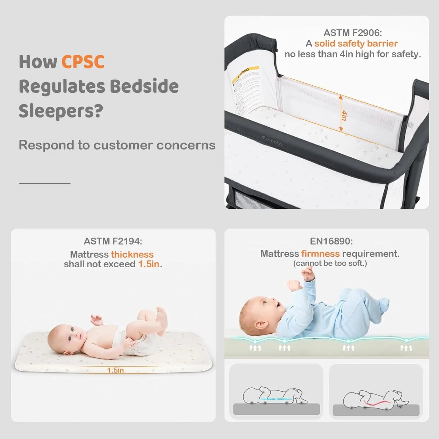 Bedside Baby Bassinet with Adjustable Height and Mobility