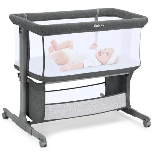 Bedside Baby Bassinet with Adjustable Height and Mobility